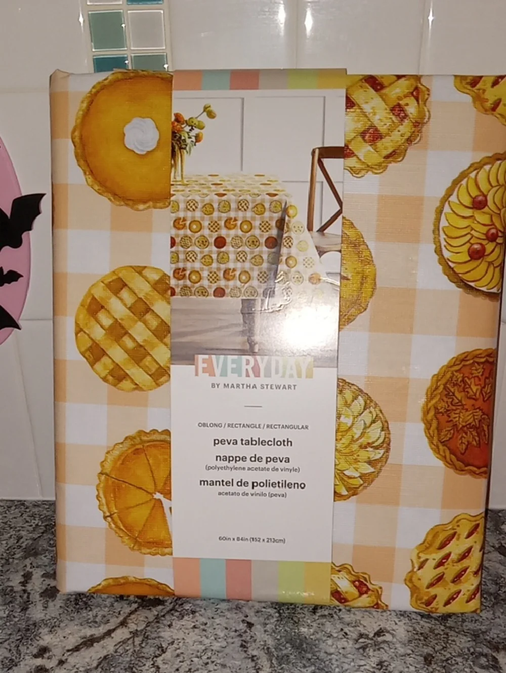 Martha Stewart Fall Pie-Print PEVA Tablecloth NIP